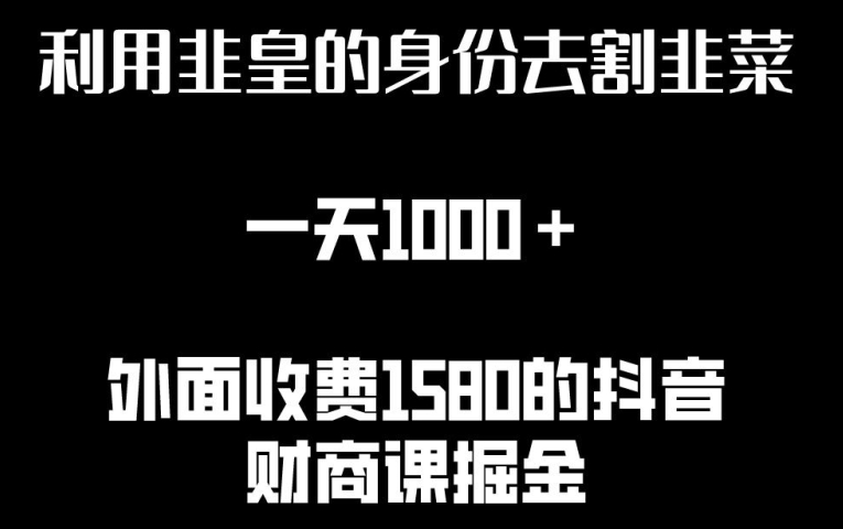 利用非皇的身份去割韭菜，一天1000+(附详细资源)-我爱学习网