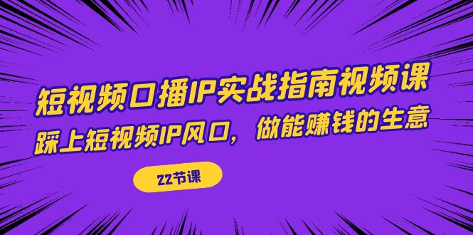 短视频口播IP实战指南视频课，踩上短视频IP风口，做能赚钱的生意（22节课）-我爱学习网