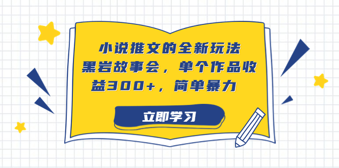 小说推文的全新玩法，黑岩故事会，单个作品收益300+，简单暴力-我爱学习网