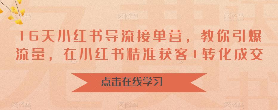 16天-小红书 导流接单营，教你引爆流量，在小红书精准获客+转化成交-我爱学习网