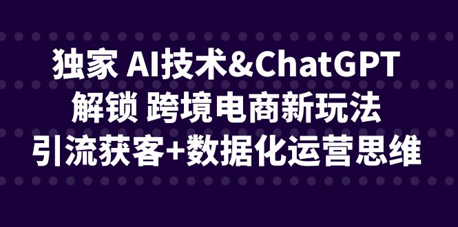 独家 AI技术&ChatGPT解锁 跨境电商新玩法，引流获客+数据化运营思维-我爱学习网