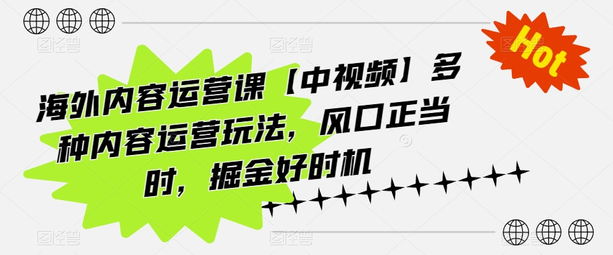 海外内容运营课【中视频】多种内容运营玩法，风口正当时，掘金好时机-我爱学习网