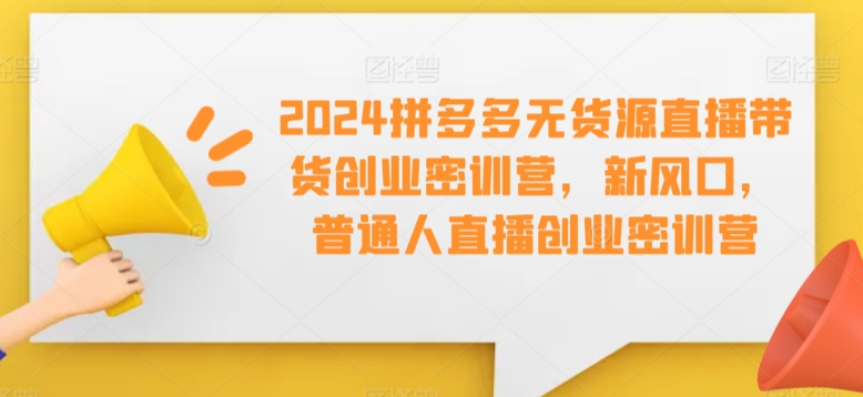 2024拼多多无货源直播带货创业密训营，新风口，普通人直播创业密训营-我爱学习网