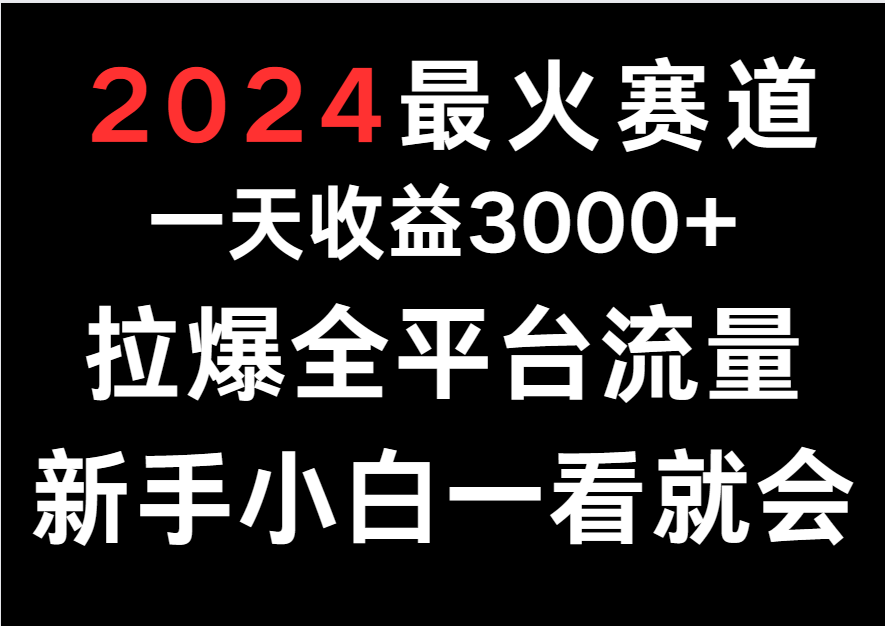 2024最火赛道，一天收一3000+.拉爆全平台流量，新手小白一看就会-我爱学习网