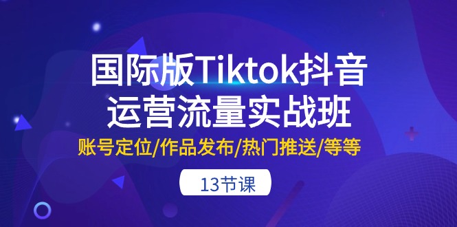 国际版Tiktok抖音运营流量实战班：账号定位/作品发布/热门推送/等等（13节）-我爱学习网