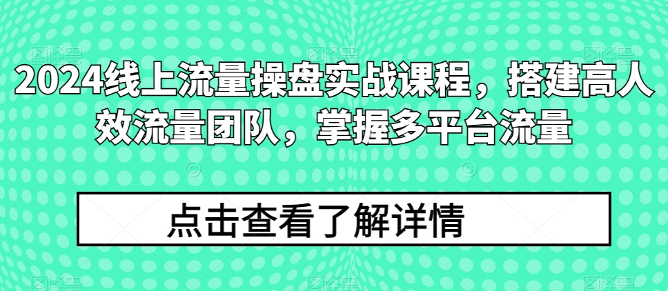 2024线上流量操盘实战课程，搭建高人效流量团队，掌握多平台流量-我爱学习网