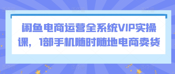 闲鱼电商运营全系统VIP实操课，1部手机随时随地电商卖货-我爱学习网