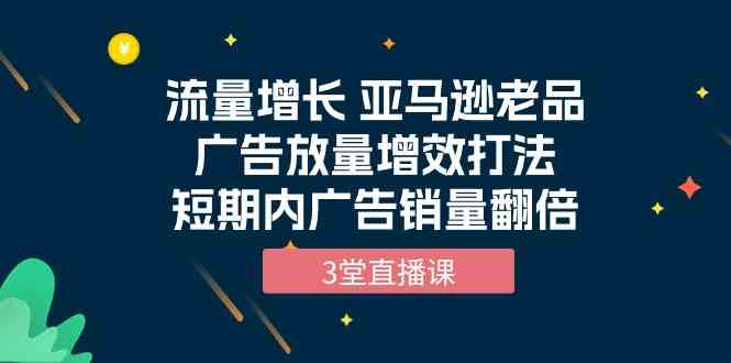 流量增长 亚马逊老品广告放量增效打法，短期内广告销量翻倍（3堂直播课）-我爱学习网