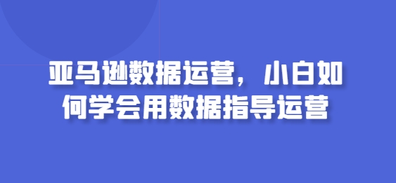 亚马逊数据运营，小白如何学会用数据指导运营-我爱学习网