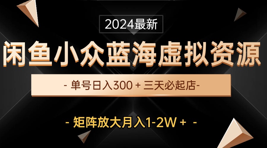 （10336期）最新闲鱼小众蓝海虚拟资源，单号日入300＋，三天必起店，矩阵放大月入1-2W-我爱学习网