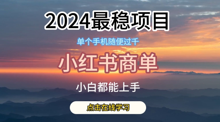 2024最稳蓝海项目，小红书商单项目，没有之一-我爱学习网