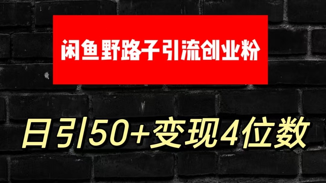 大眼闲鱼野路子引流创业粉，日引50+单日变现四位数-我爱学习网