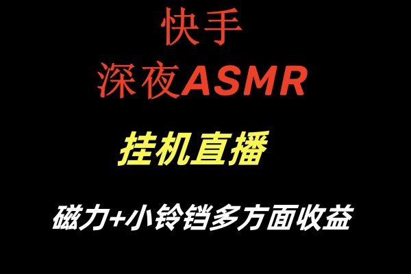 快手深夜ASMR挂机直播磁力+小铃铛多方面收益-我爱学习网