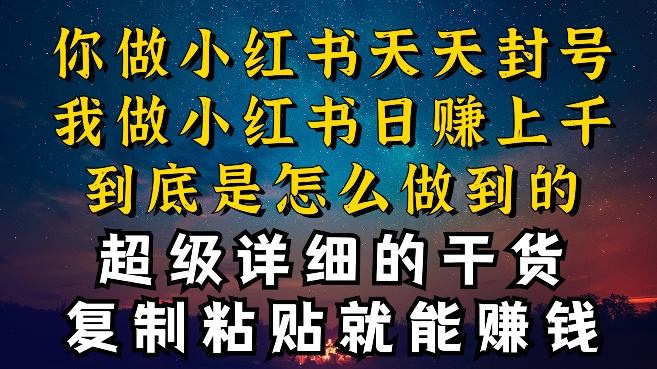 都知道小红书能引流私域变现，可为什么我能一天引流几十人变现上千，但你却频频封号违规被限流-灵牛资源网