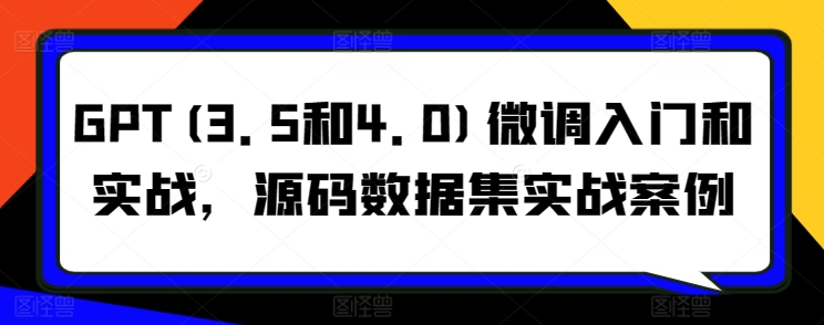 GPT(3.5和4.0)微调入门和实战，源码数据集实战案例-灵牛资源网