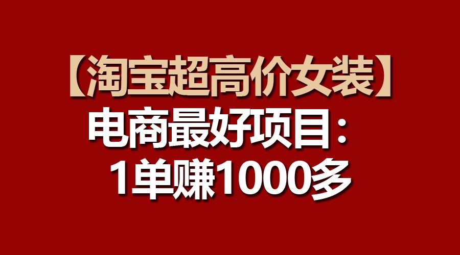 【淘宝超高价女装】电商最好项目：一单赚1000多-灵牛资源网