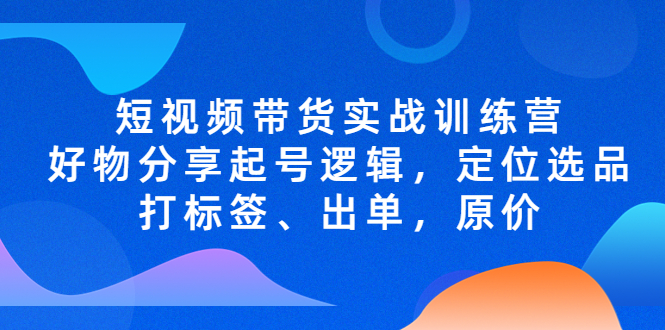 短视频带货实战训练营，好物分享起号逻辑，定位选品打标签、出单，原价-灵牛资源网