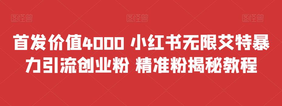 首发价值4000 小红书无限艾特暴力引流创业粉 精准粉揭秘教程-我爱学习网