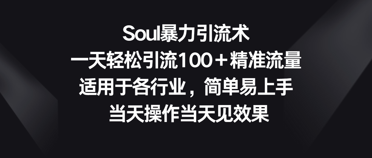 Soul暴力引流术，一天轻松引流100＋精准流量，适用于各行业，简单易上手！-我爱学习网