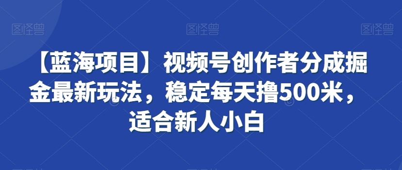 视频号创作者分成掘金最新玩法，稳定每天撸500米，适合新人小白-灵牛资源网