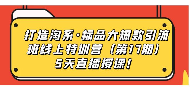 打造淘系·标品大爆款引流班线上特训营（第17期）5天直播授课！-我爱学习网