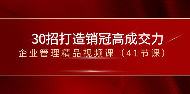 30招-打造销冠高成交力-企业管理精品视频课（41节课）-灵牛资源网