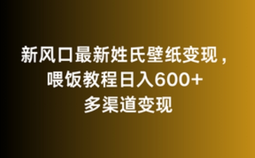 新风口最新姓氏壁纸变现，喂饭教程日入600+-灵牛资源网