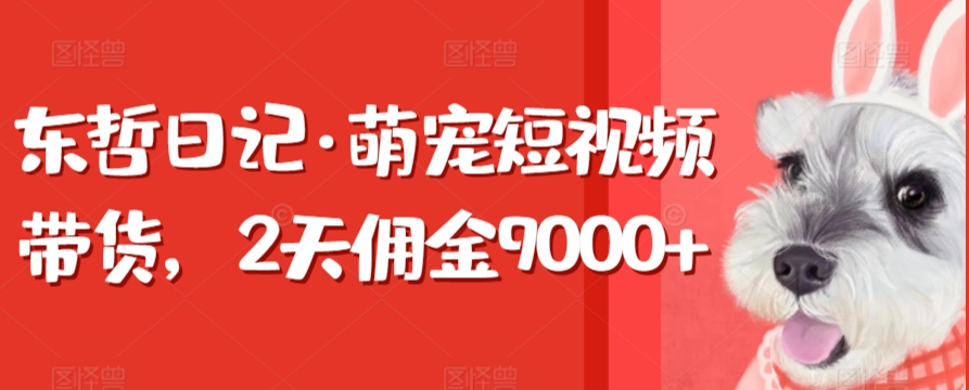 东哲日记·萌宠短视频带货，2天佣金9000+-灵牛资源网