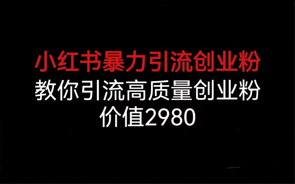 小红书暴力引流创业粉，教你引流高质量创业粉，价值2980-我爱学习网