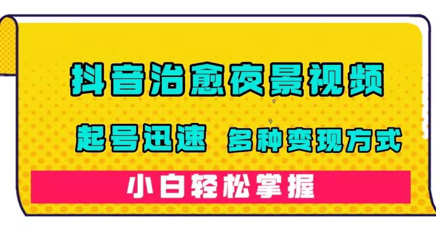 抖音治愈系夜景视频，起号迅速，多种变现方式，小白轻松掌握（附120G素材）-我爱学习网