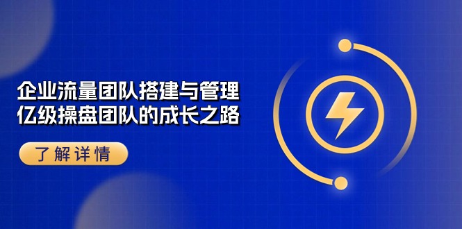 （10837期）企业 流量团队-搭建与管理，亿级 操盘团队的成长之路（28节课）-灵牛资源网