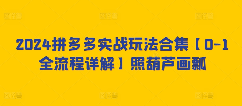 2024拼多多实战玩法合集【0-1全流程详解】照葫芦画瓢-灵牛资源网