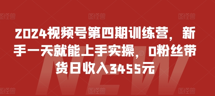 2024视频号第四期训练营，新手一天就能上手实操，0粉丝带货日收入3455元-灵牛资源网