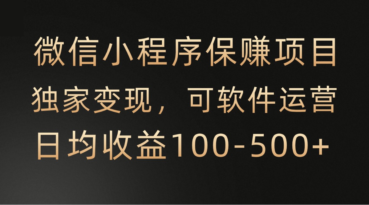 微信小程序，腾讯保赚项目，可软件自动运营，日均100-500+收益有保障-我爱学习网