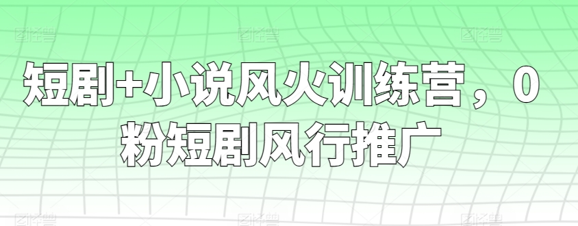 短剧+小说风火训练营，0粉短剧风行推广-灵牛资源网