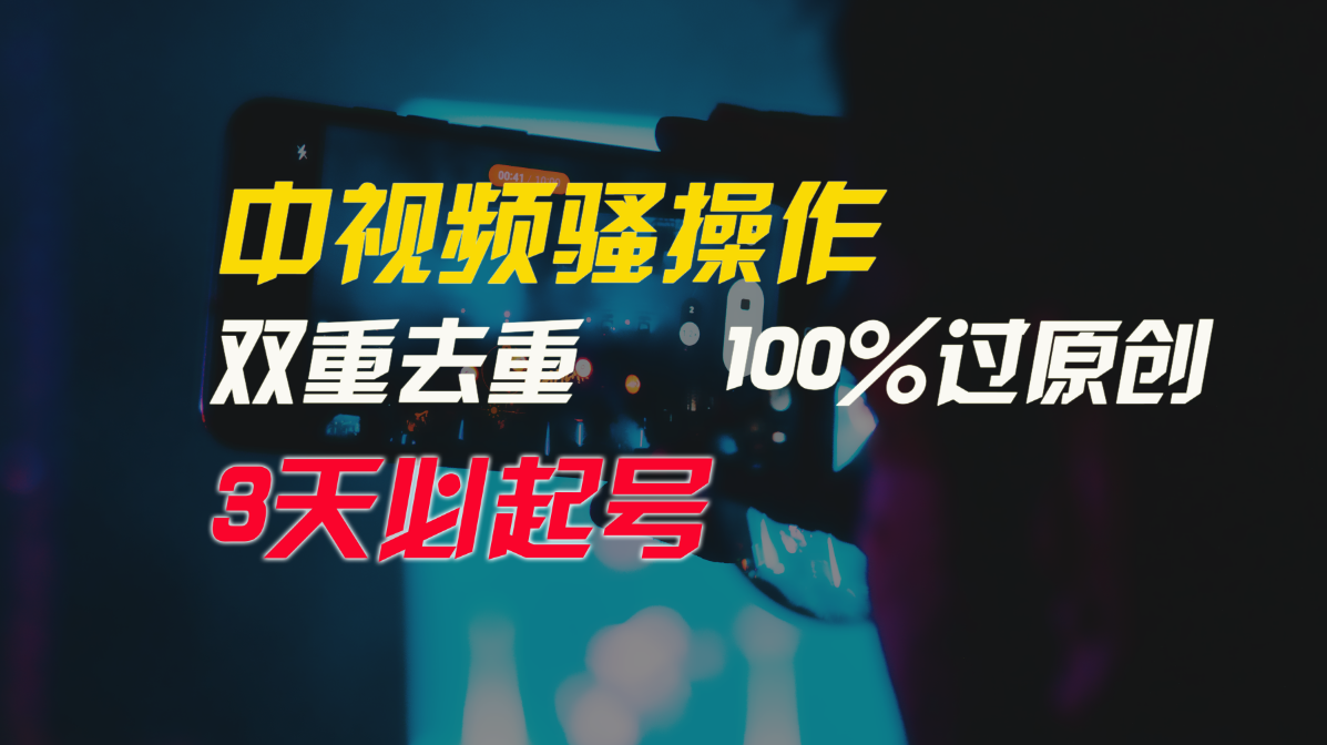 中视频骚操作，双重去重100%过原创，3天比必起号，简单无脑，月入3W+-灵牛资源网