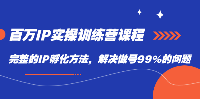 百万IP实战训练营课程，完整的IP孵化方法，解决做号99%的问题-我爱学习网