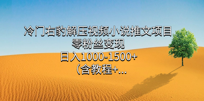 冷门右豹解压视频小说推文项目，零粉丝变现，日入1000-1500+。-我爱学习网