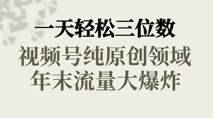 一天轻松三位数，视频号纯原创领域，春节童子送祝福，年末流量大爆炸，-灵牛资源网