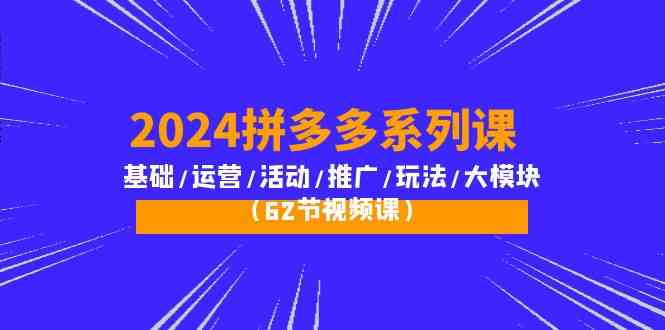 2024拼多多系列课：基础/运营/活动/推广/玩法/大模块（62节视频课）-灵牛资源网