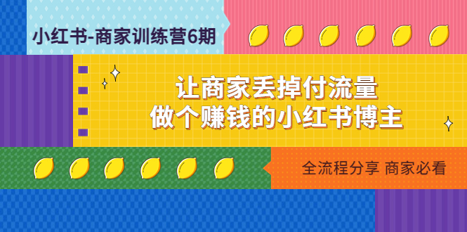 小红书-商家训练营12期：让商家丢掉付流量，做个赚钱的小红书博主-我爱学习网