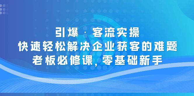 引爆·客流实操：快速轻松解决企业获客的难题，老板必修课，零基础新手-我爱学习网