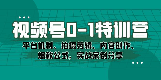 视频号0-1特训营：平台机制、拍摄剪辑、内容创作、爆款公式，实战案例分享-灵牛资源网