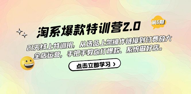 淘系爆款特训营2.0【第六期】从选品上架到付费放大 全店运营 打爆款 做好店-我爱学习网