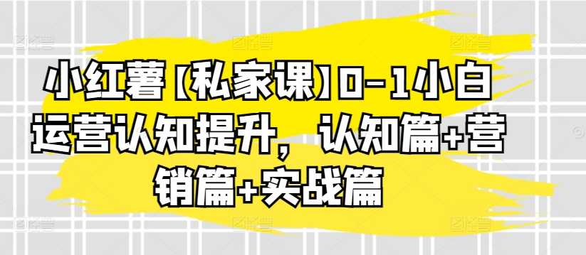 小红薯【私家课】0-1小白运营认知提升，认知篇+营销篇+实战篇-网创资源库