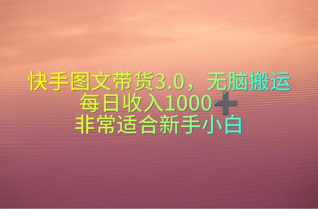 （10252期）快手图文带货3.0，无脑搬运，每日收入1000＋，非常适合新手小白-我爱学习网