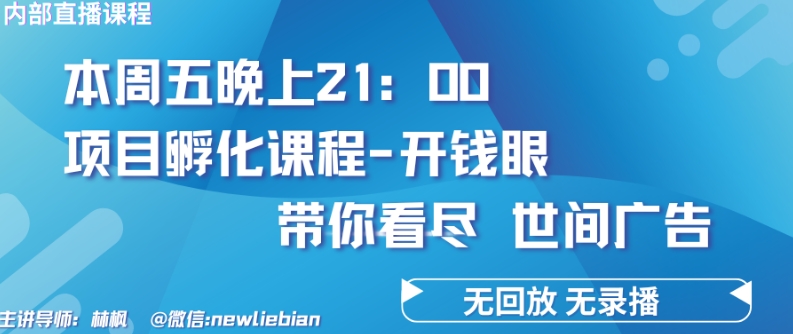 4.26日内部回放课程《项目孵化-开钱眼》赚钱的底层逻辑-灵牛资源网