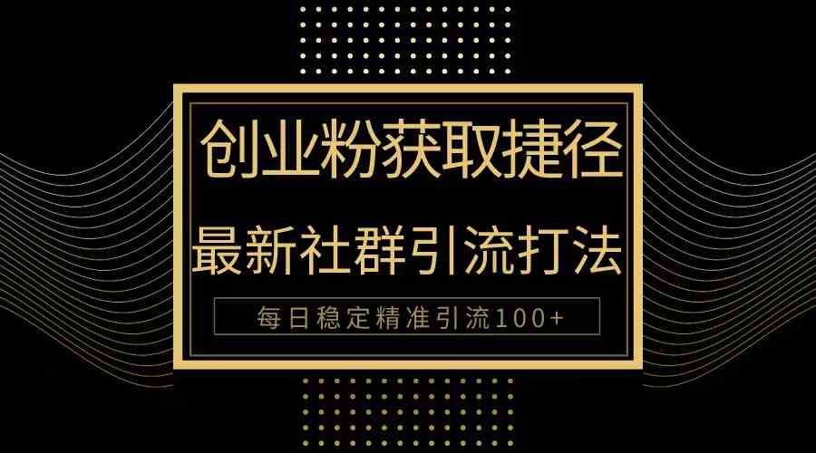 （10040期）创业粉捷径！最新被动引流方法大揭秘，实现每日100+精准引流-灵牛资源网