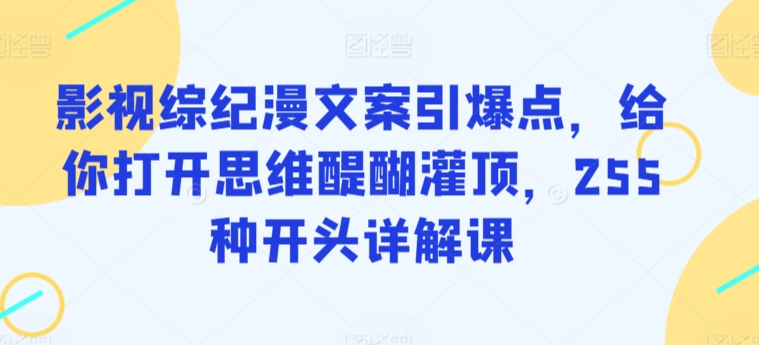 影视综纪漫文案引爆点，给你打开思维醍醐灌顶，255种开头详解课-我爱学习网