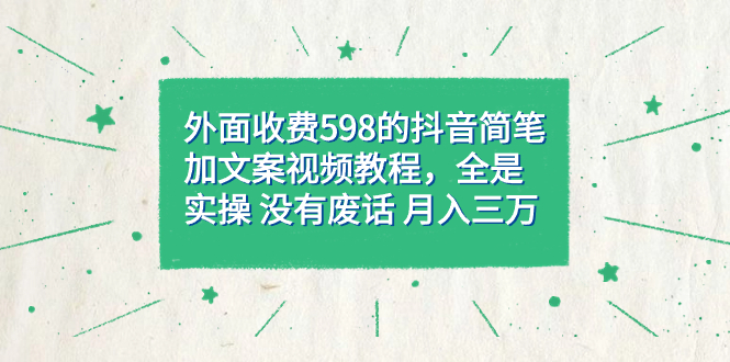 外面收费598抖音简笔加文案教程，全是实操 没有废话 月入三万（教程+资料）-网创资源库